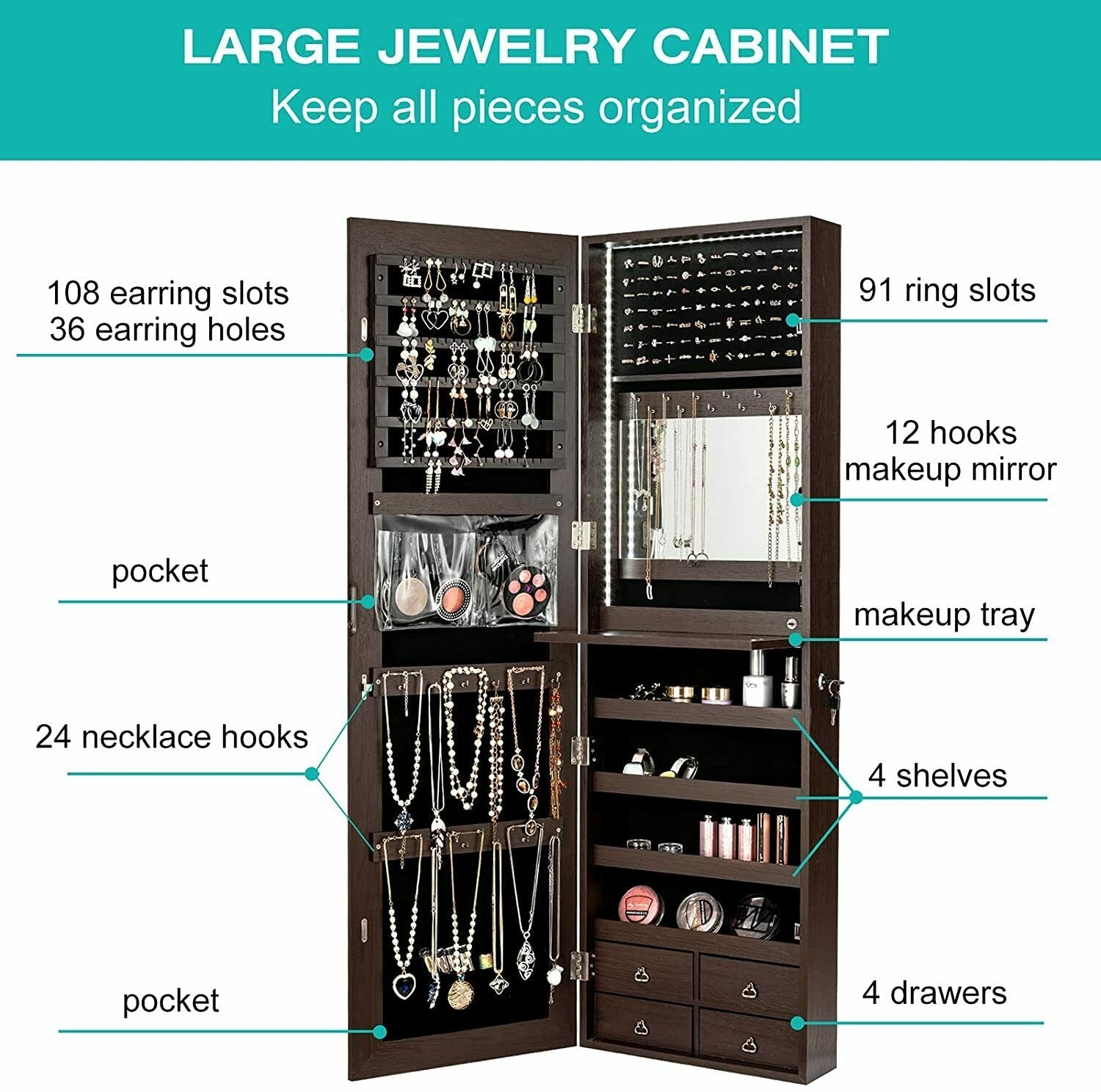 Multipurpose Storage Cabinet with 4 Drawers