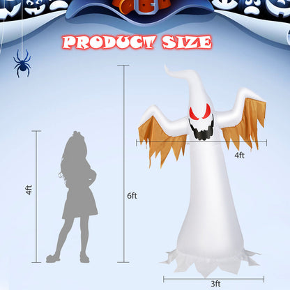 6 Feet Halloween Inflatable Ghost Quick Blow up Halloween D√©cor with LED Lights