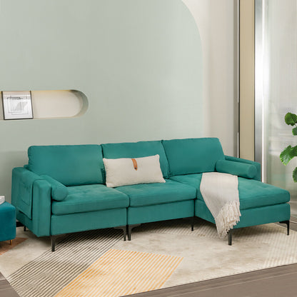 3-Seat L-Shaped Sectional Sofa with USB Ports & Storage
