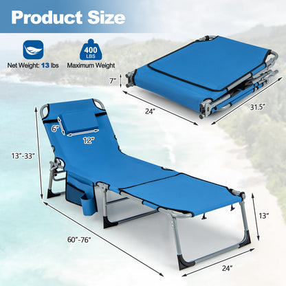 5-position Outdoor Folding Chaise Lounge Chair