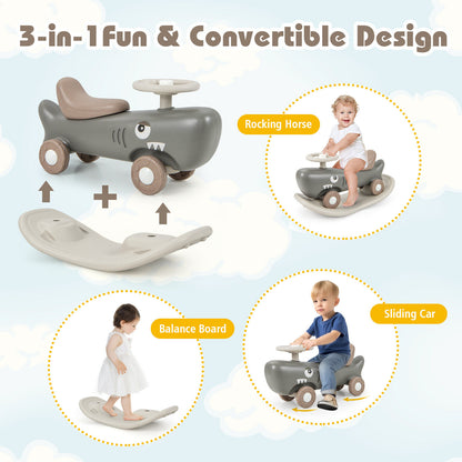 Convertible Rocking Horse and Sliding Car with Detachable Balance Board