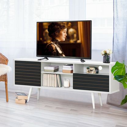 Mid-Century Modern TV Stand for TVs up to 65 Inch with Storage Shelves