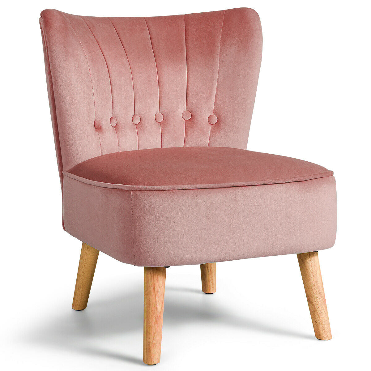 Armless Accent Chair Tufted Velvet Leisure Chair-Blue - Pink