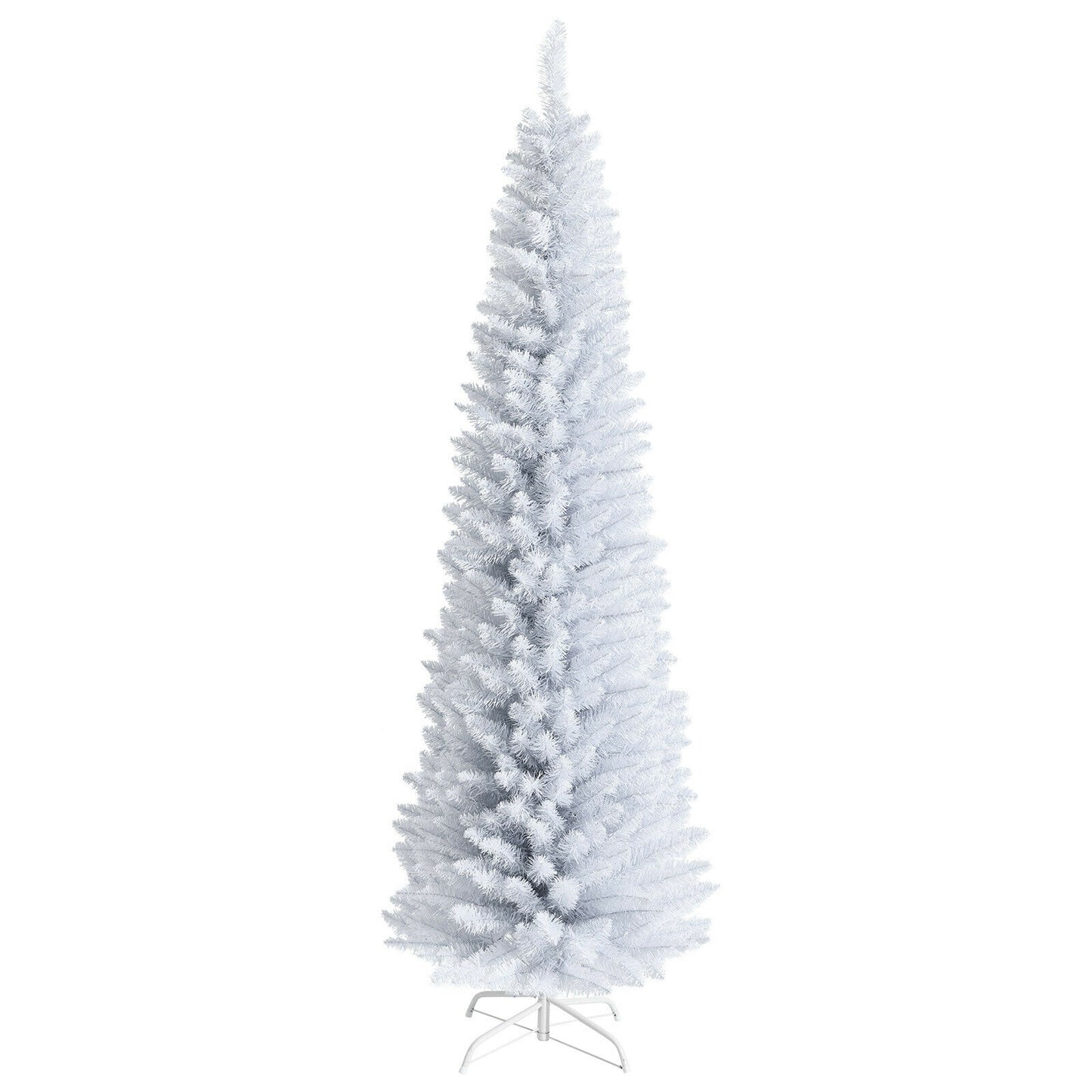 6 Feet Unlit Artificial Slim Pencil Christmas Tree with Metal Stand - 7 Ft