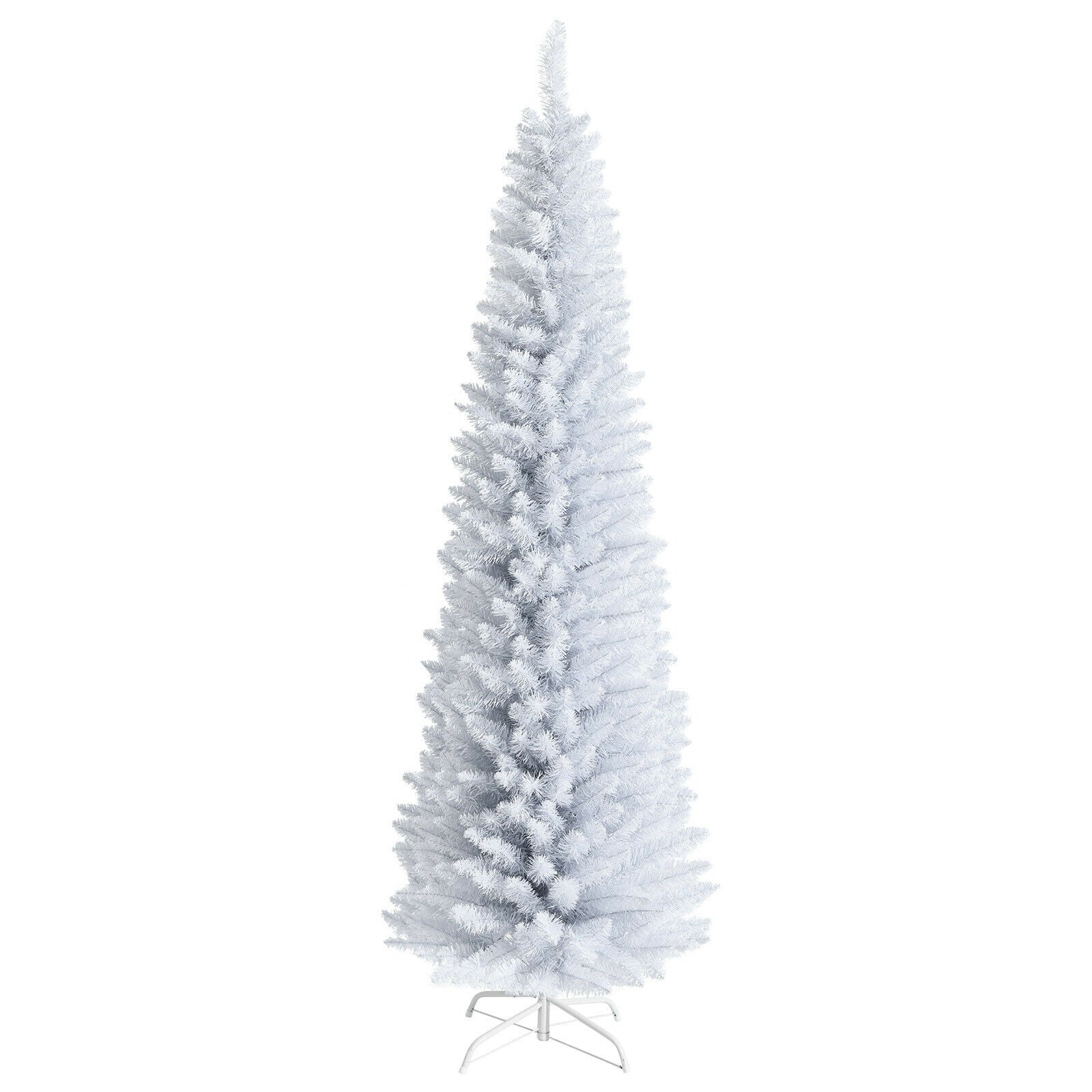 6 Feet Unlit Artificial Slim Pencil Christmas Tree with Metal Stand - 7 Ft