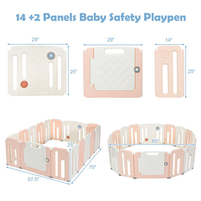 16 Panels Baby Safety Playpen with Drawing Board