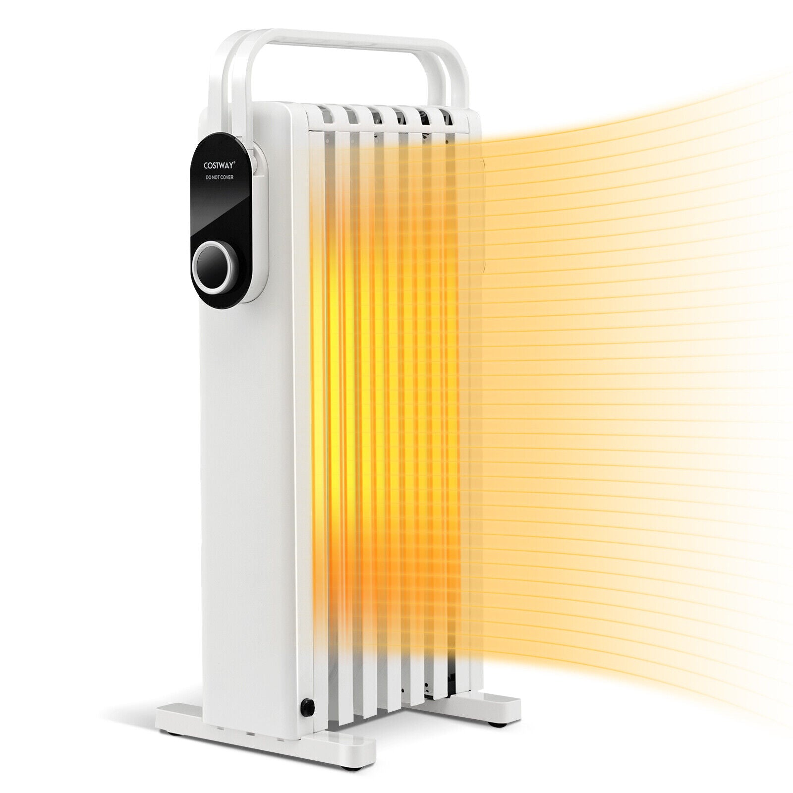 1500W Electric Space Heater Oil Filled Radiator Heater with Foldable Rack-Black - White