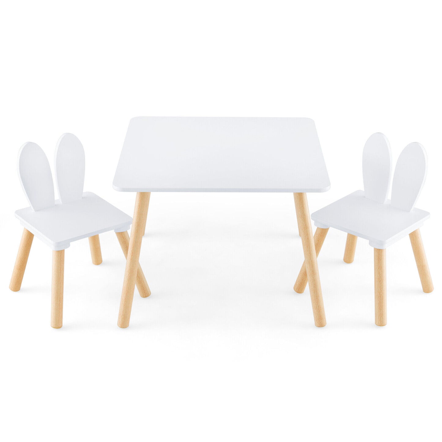 3 Pieces Kids Table and Chairs Set for Arts Crafts Snack Time-Pink - White
