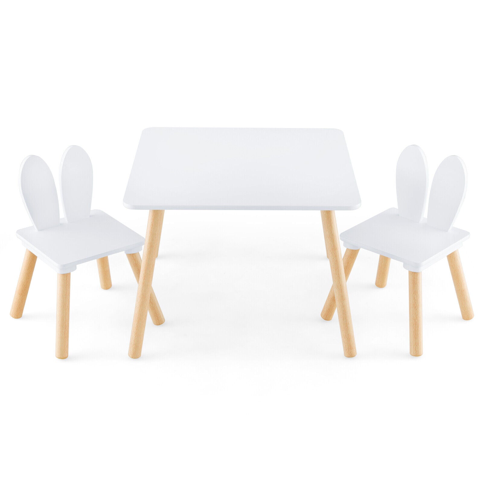3 Pieces Kids Table and Chairs Set for Arts Crafts Snack Time-Pink - White