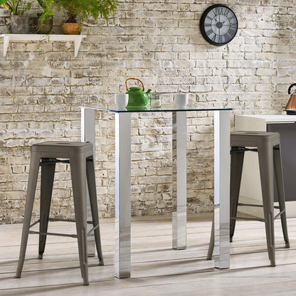 30 Inch Bar Stools Set of 4 with Square Seat and Handling Hole-Gun