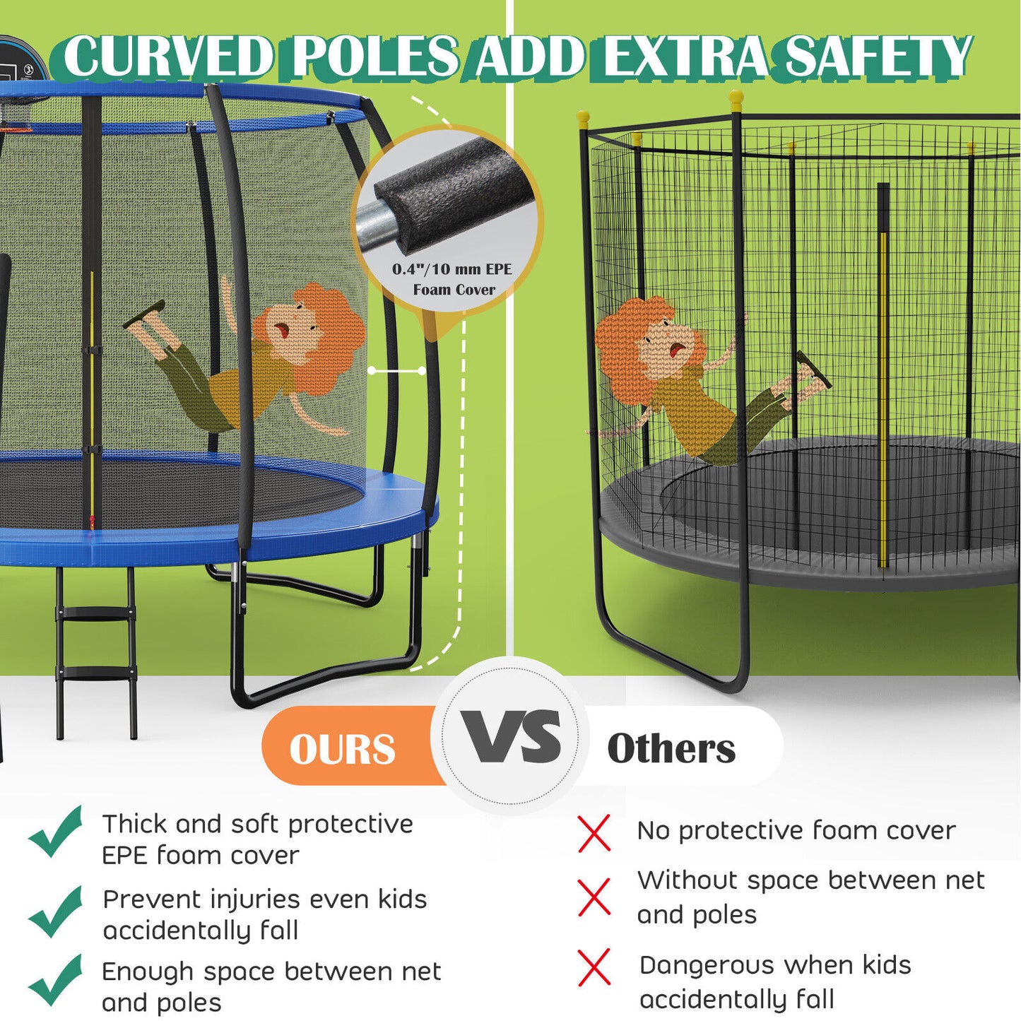 8/10 Feet Recreational Trampoline with Basketball Hoop-12 ft