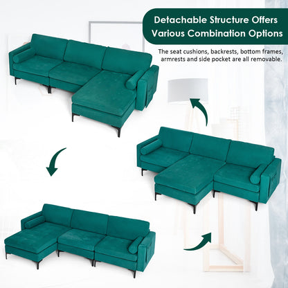 3-Seat L-Shaped Sectional Sofa with USB Ports & Storage