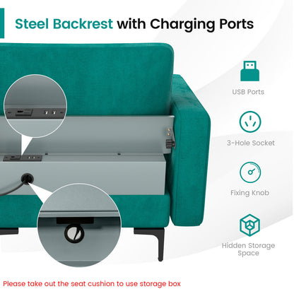 Modular L-shaped 4-Seat Sectional Sofa with Reversible Chaise and 2 USB Socket