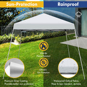 10 x 10 Feet Outdoor Instant Pop-up Canopy with Carrying Bag-Blue - White