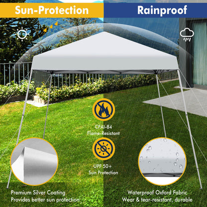 10 x 10 Feet Outdoor Instant Pop-up Canopy with Carrying Bag-Blue - White