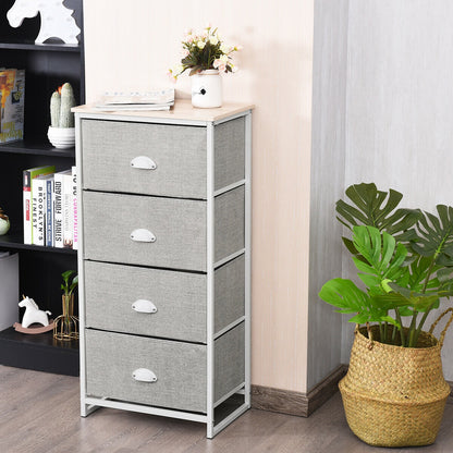 Chest Storage Tower Side Table Display Storage with 4 Drawers-Black - Gray