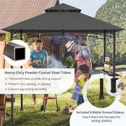 8 x 5 Feet Outdoor Barbecue Grill Gazebo Canopy Tent BBQ Shelter-Dark Gray - Dark Gray