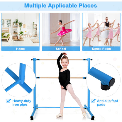 47 Inch Double Ballet Barre with Anti-Slip Footpads-Blue