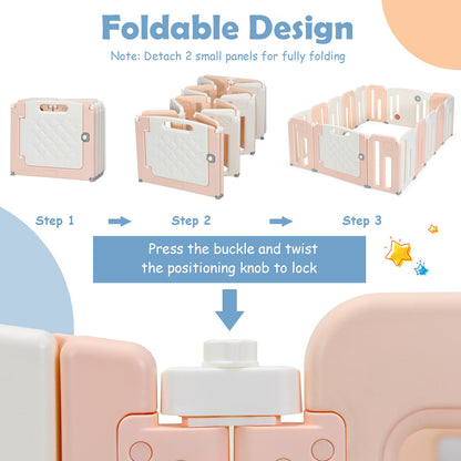 16 Panels Baby Safety Playpen with Drawing Board