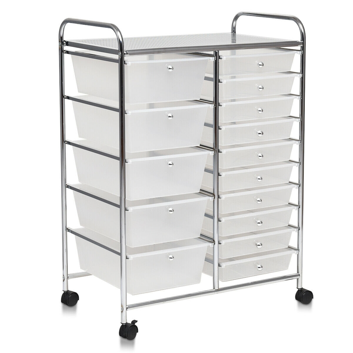 15-Drawer Utility Rolling Organizer Cart Multi-Use Storage-Purple - Clear