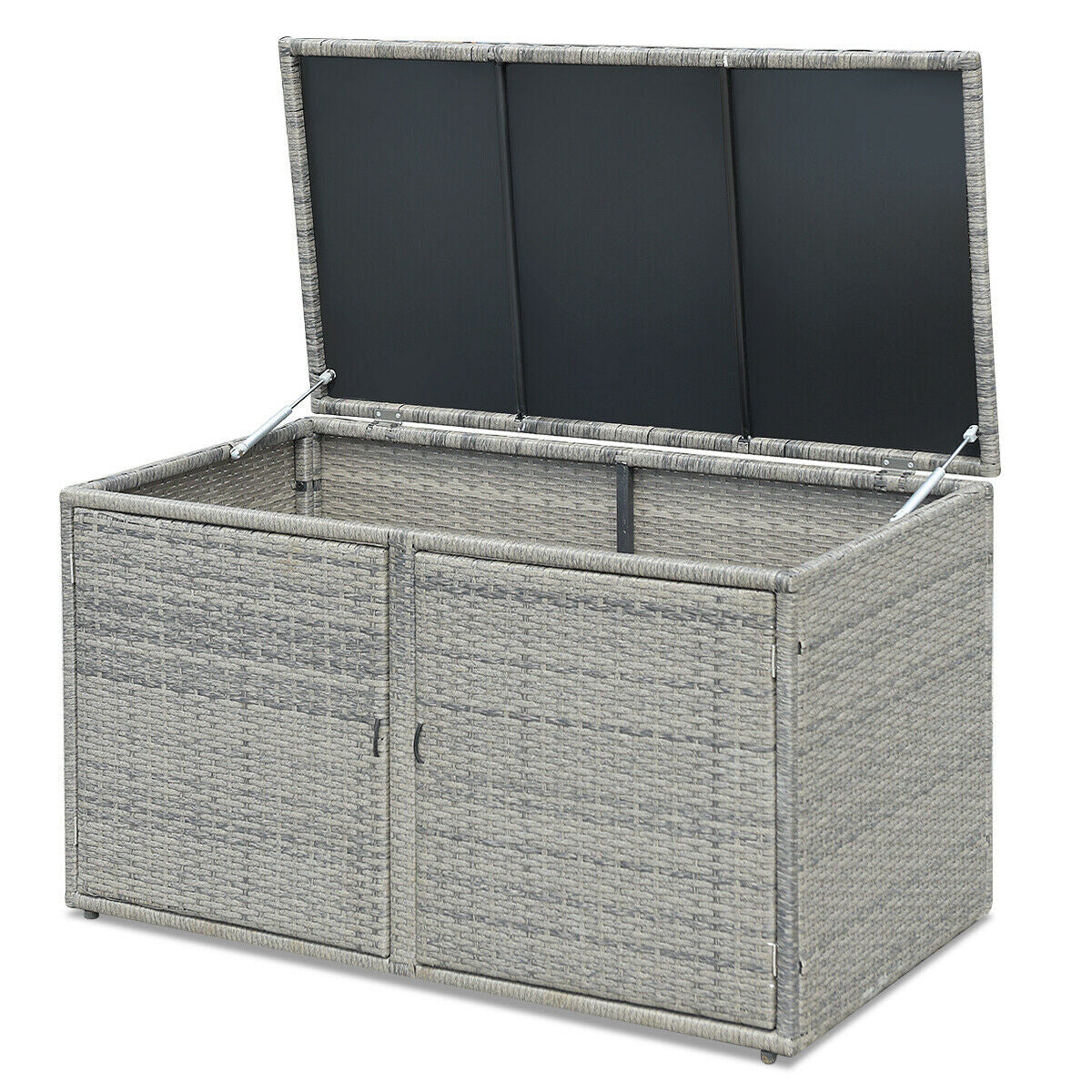 88 Gallon Garden Patio Rattan Storage Container Box-Black - Default