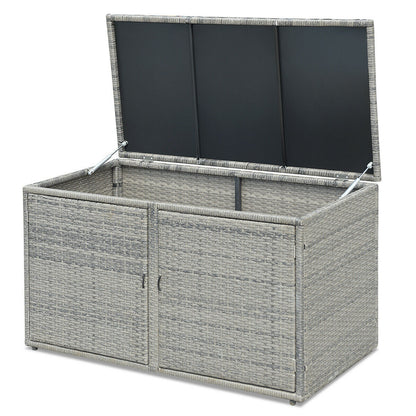 88 Gallon Garden Patio Rattan Storage Container Box-Black - Default