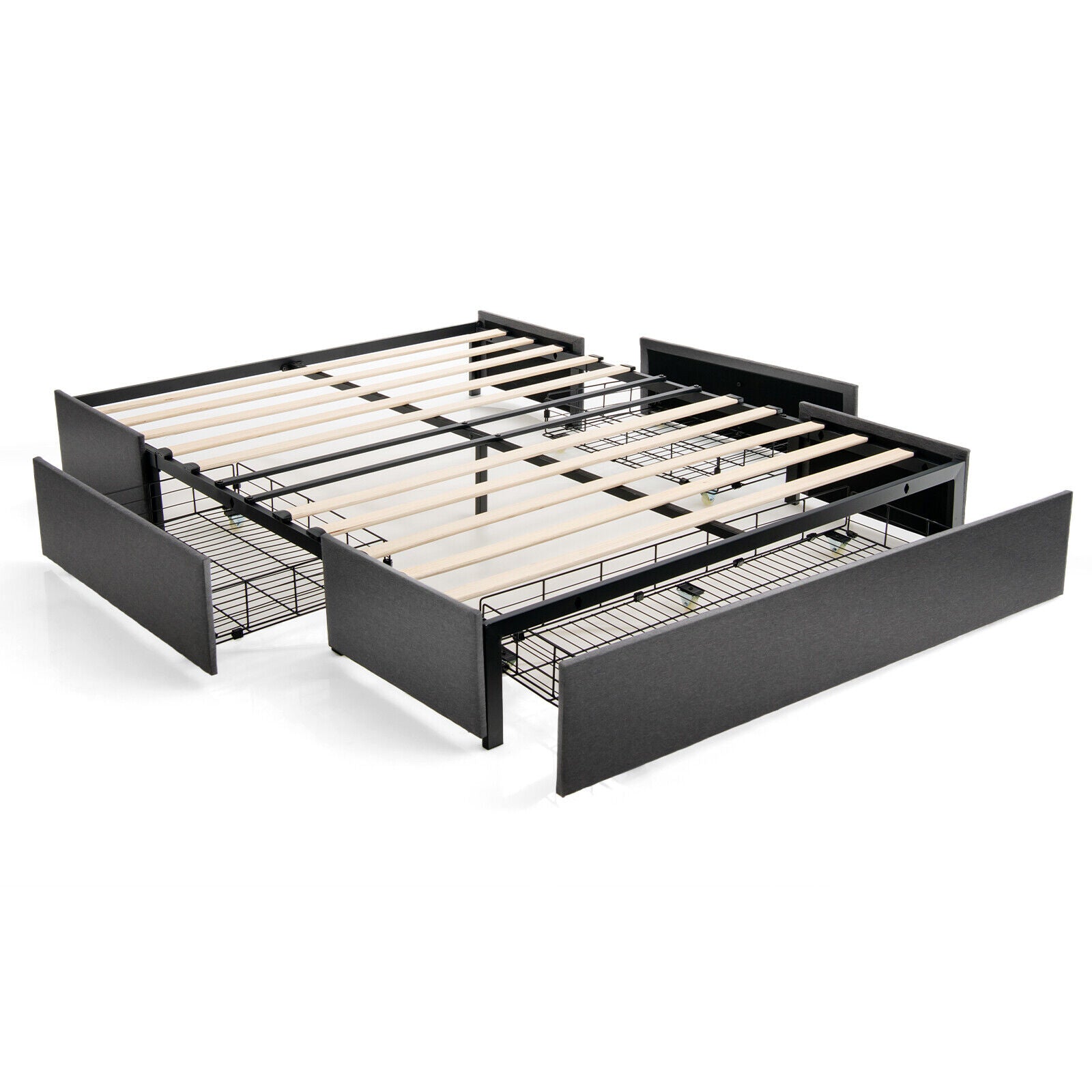 Upholstered Platform Bed Frame with 3 Storage Drawers-Full Size - Queen Size