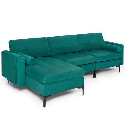 3-Seat L-Shaped Sectional Sofa with USB Ports & Storage