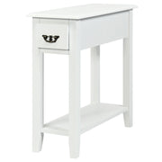 2 Pieces 2 Tier Sofa Side End Table with Drawer and Open Shelf-White