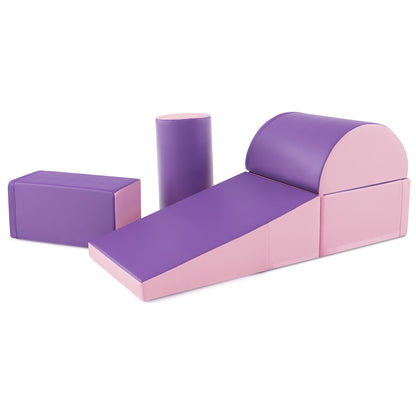 5-Piece Kids Climb and Crawl Activity Playset-Green - Purple