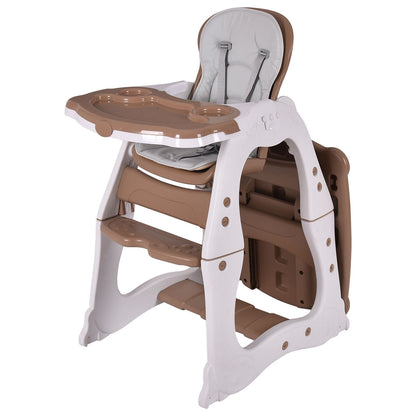 3 in 1 Infant Table and Chair Set Baby High Chair-Beige - Beige