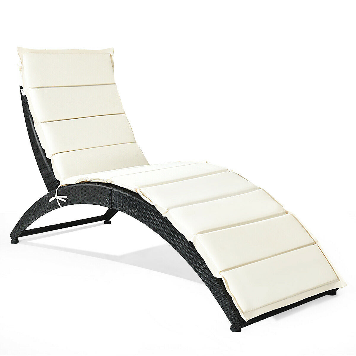 Folding Patio Rattan Lounge Cushioned Portable Chair - Default