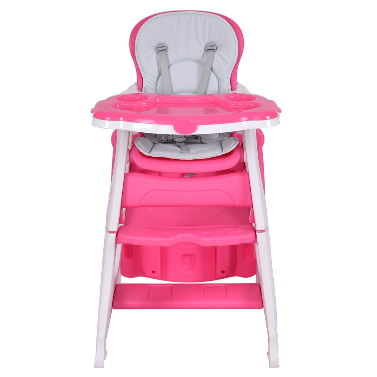 3 in 1 Infant Table and Chair Set Baby High Chair-Beige - Red