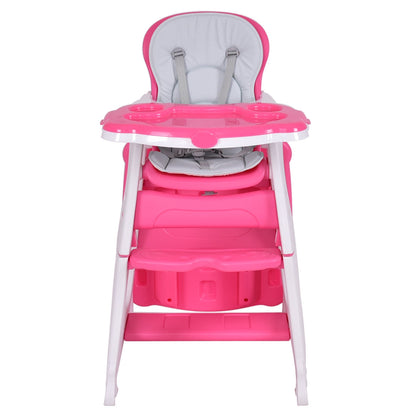 3 in 1 Infant Table and Chair Set Baby High Chair-Beige - Red
