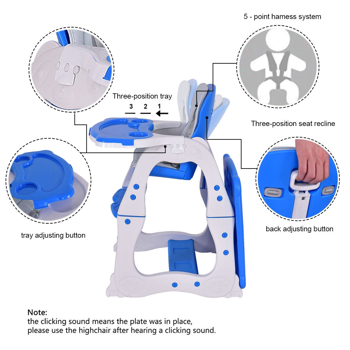 3 in 1 Infant Table and Chair Set Baby High Chair