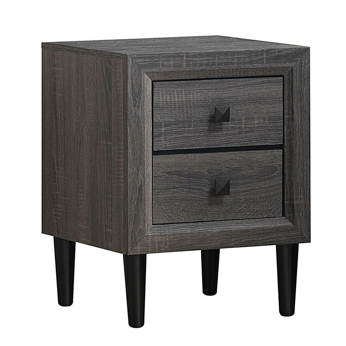 Multipurpose Retro Bedside Nightstand with 2 Drawers-Gray - Gray