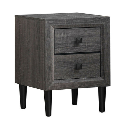 Multipurpose Retro Bedside Nightstand with 2 Drawers-Gray - Gray