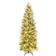6/7.5/9 Feet Pre-Lit Artificial Christmas Tree Snow Flocked Hinged-7.5 Feet - 6 Ft