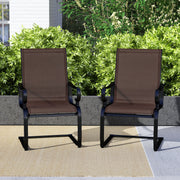 Set of 2 Patio Chairs with Quick-drying and Breathable Fabric for Backyard-Brown
