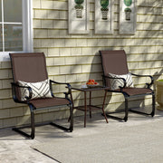 Set of 2 Patio Chairs with Quick-drying and Breathable Fabric for Backyard-Brown