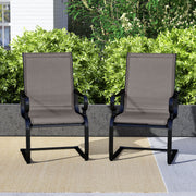 Set of 2 Patio Chairs with Quick-drying and Breathable Fabric for Backyard-Gray