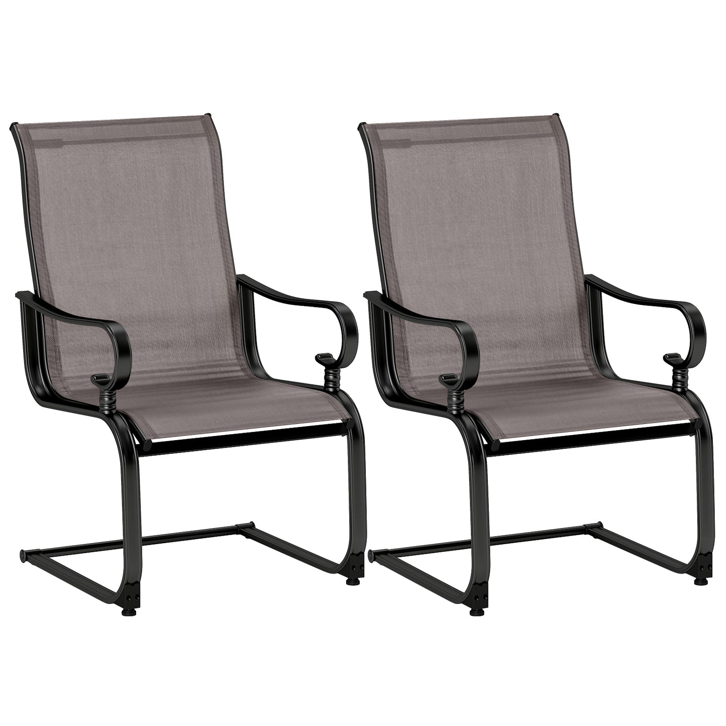 Set of 2 Patio Chairs with Quick-drying and Breathable Fabric for Backyard-Brown - Gray