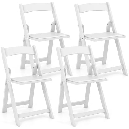 Set of 4 Dining Chairs Foldable Kitchen Chair with Rubber Wood Legs and Padded Seat