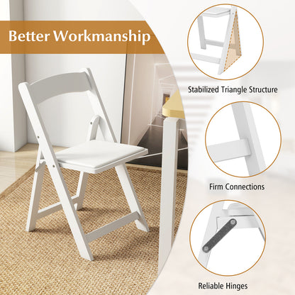 Set of 4 Dining Chairs Foldable Kitchen Chair with Rubber Wood Legs and Padded Seat