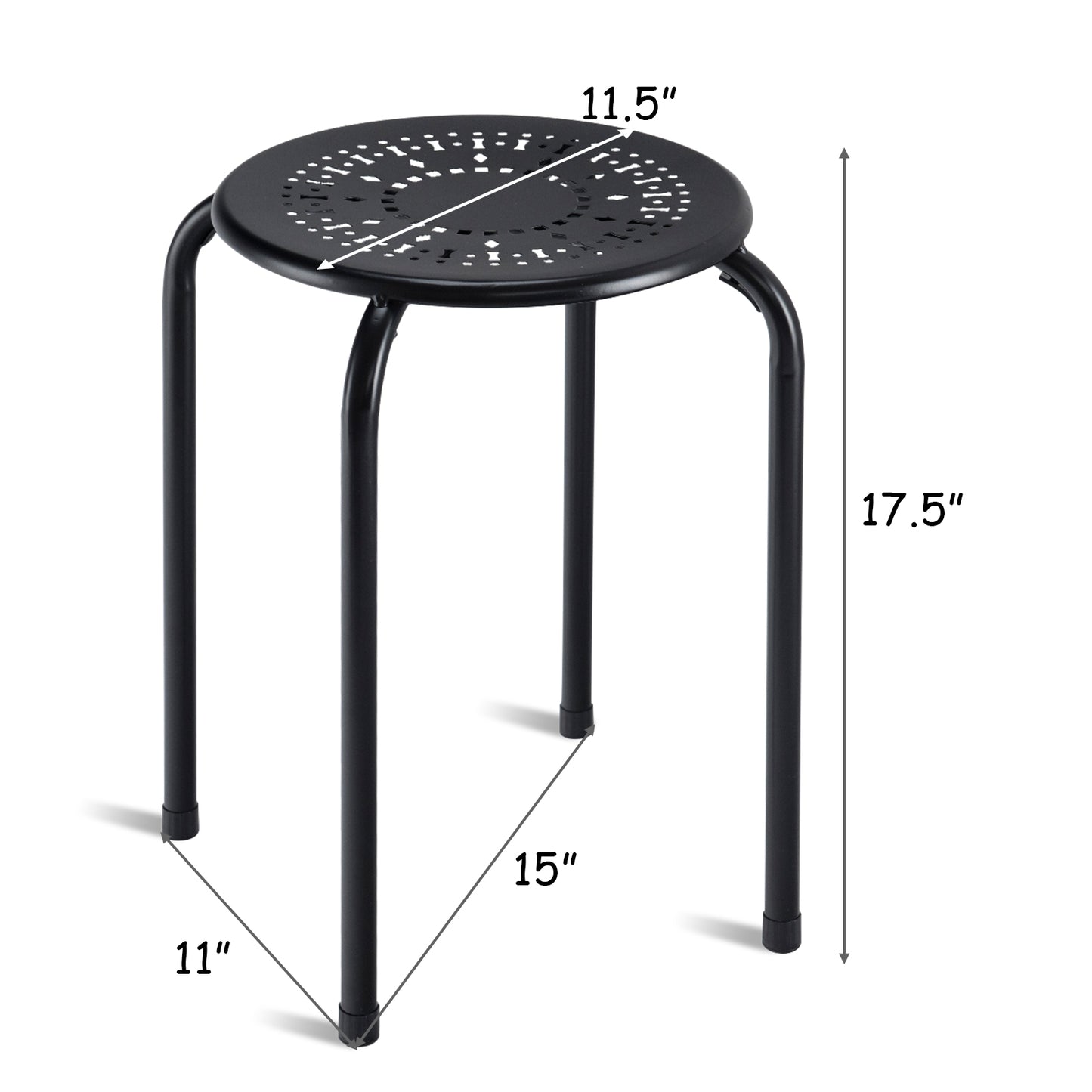 6-Pack Stackable Multifunctional Daisy Design Backless Round Metal Stool Set