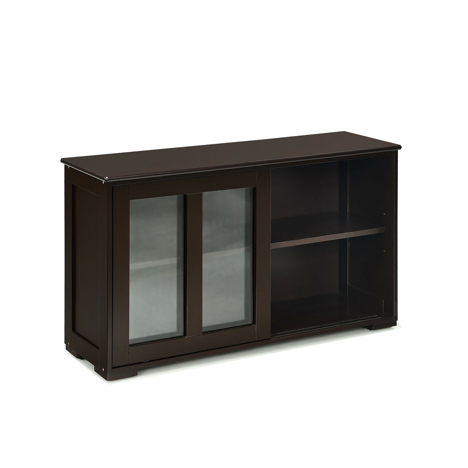 Sideboard Buffet Cupboard Storage Cabinet with Sliding Door-Gray - Brown