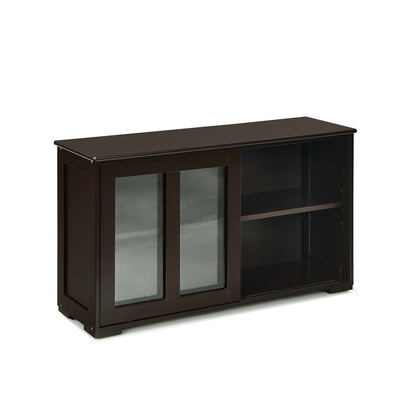 Sideboard Buffet Cupboard Storage Cabinet with Sliding Door-Gray - Brown