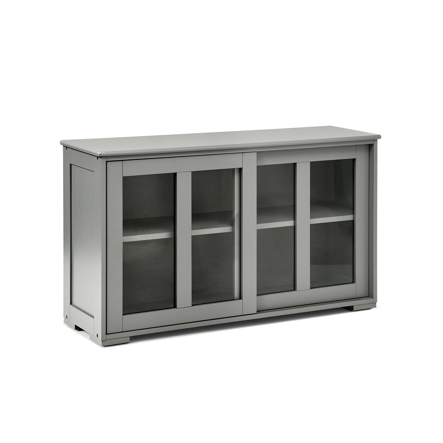 Sideboard Buffet Cupboard Storage Cabinet with Sliding Door-Gray - Gray