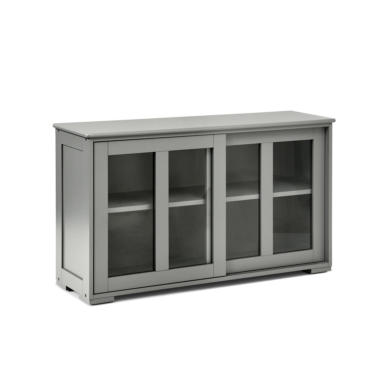 Sideboard Buffet Cupboard Storage Cabinet with Sliding Door-Gray - Gray