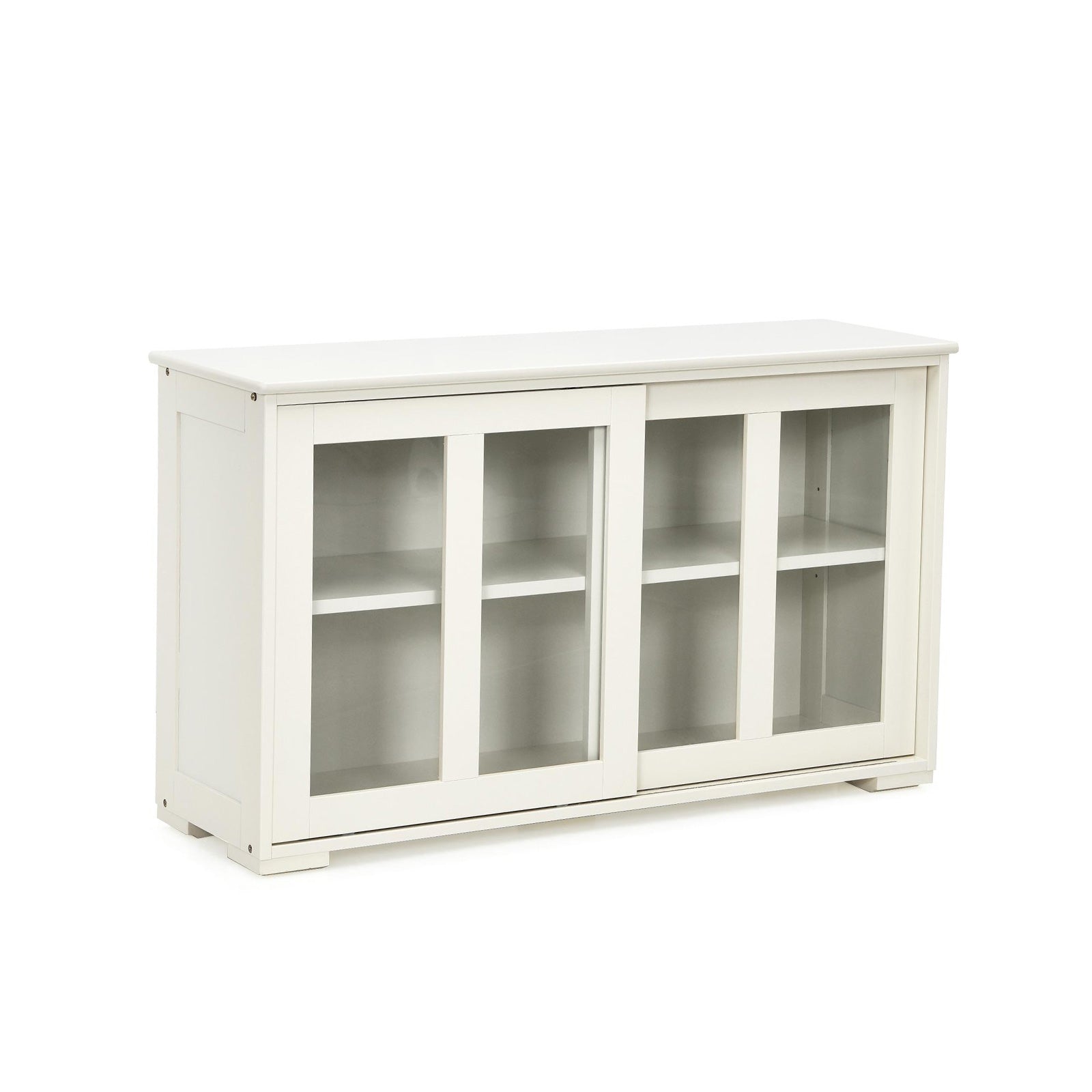 Sideboard Buffet Cupboard Storage Cabinet with Sliding Door-Gray - Antique White